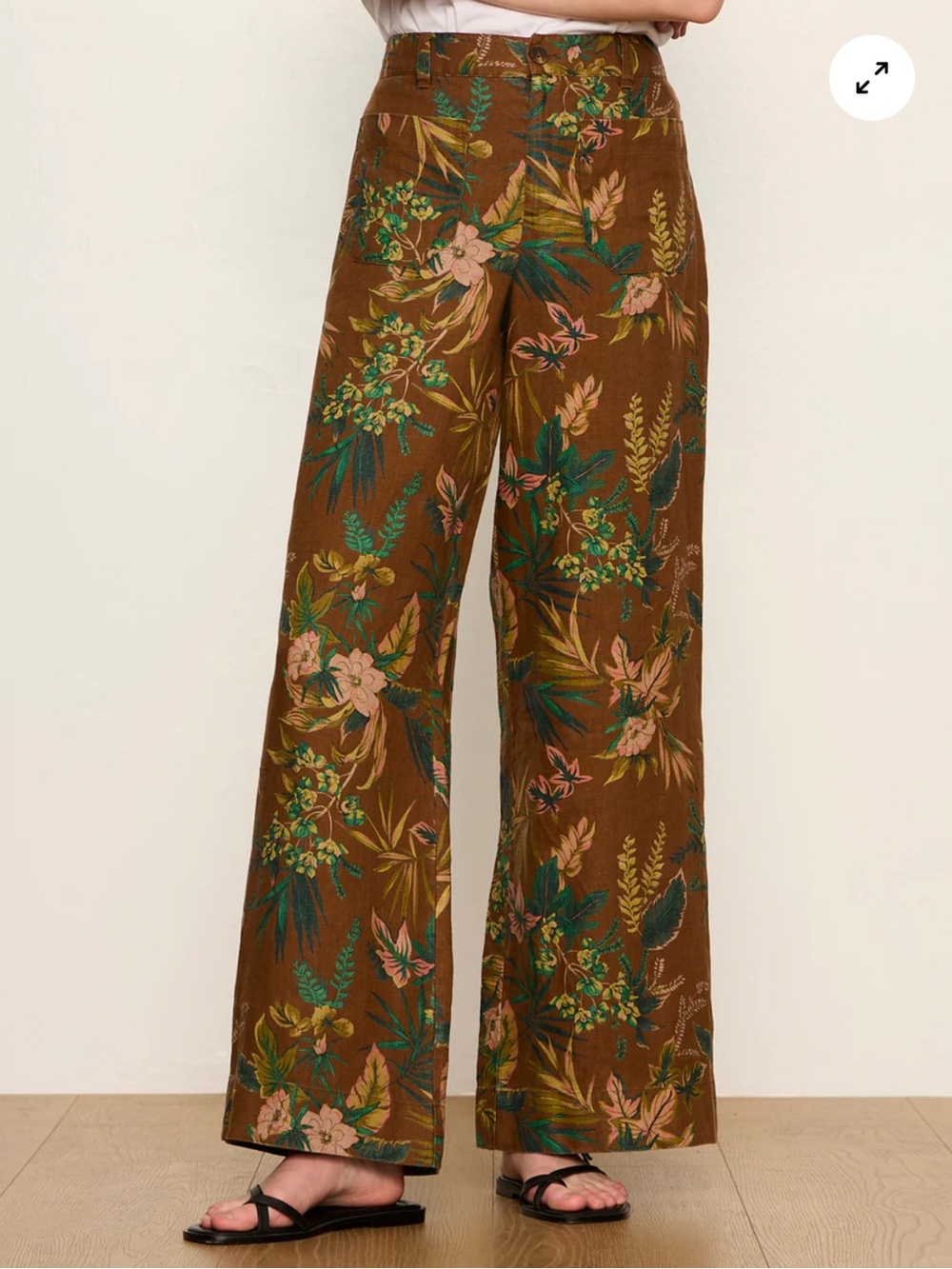 Sanctuary Linen Marine Wide Leg Pants in Vintage Ivy Brown Floral - SOLD OUT ONL
